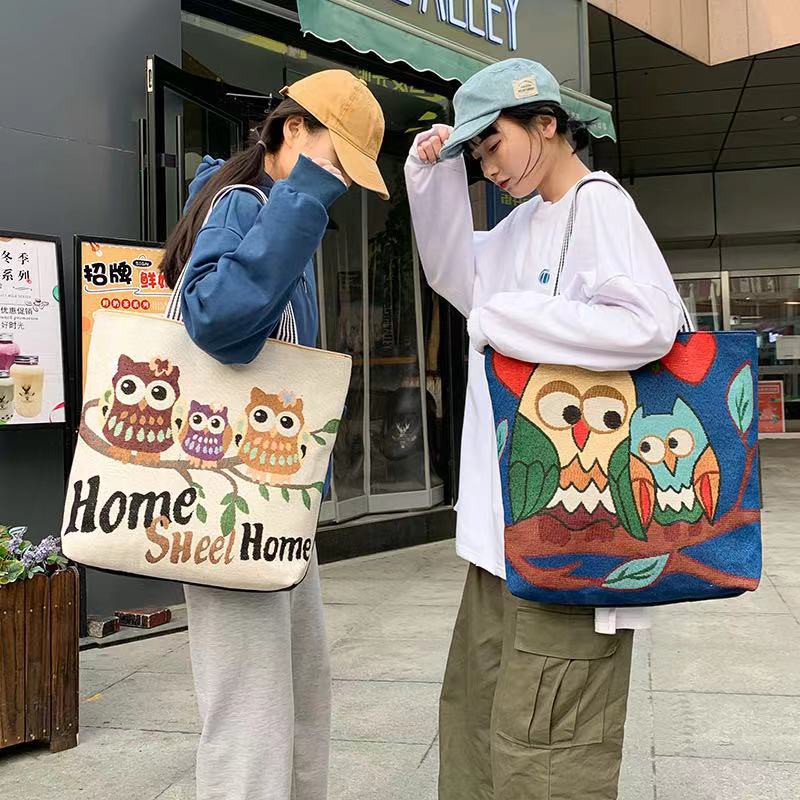 Túi vải canvas họa tiết dễ thương phong cách Thái Lan thời trang cho nữ