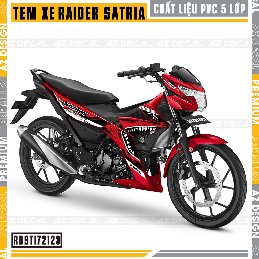 Tem Xe Raider / Satria Màu Đỏ - Đen Cách Điệu | Decal Chế Xe Máy Raider - Satria Chống Nước, Bền Màu