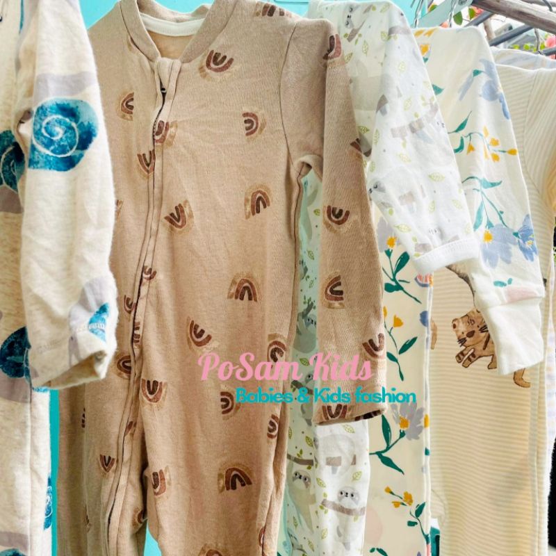 (Chọn mẫu)(Size 9-12M) Body Sleepsuit, Bodysuit dài tay liền tất vớ cho bé trai bé gái, hàng xuất xịn-PoSam Kids.