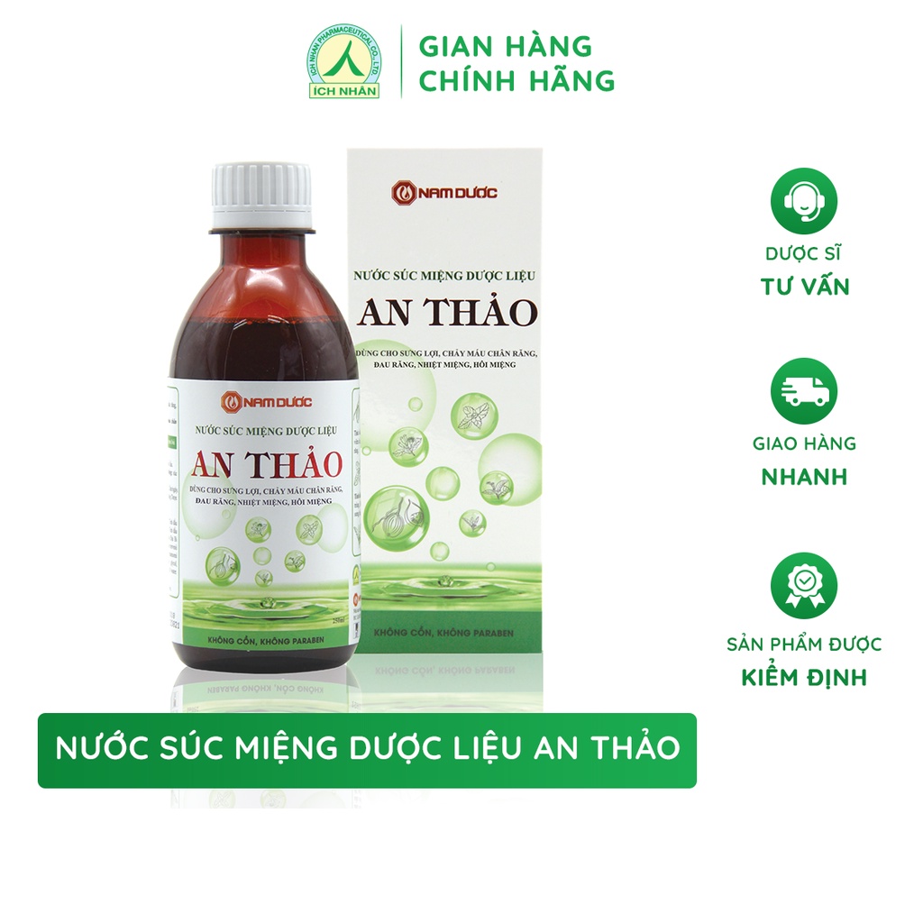 Nước súc miệng dược liệu An Thảo giúp làm sạch lành tính hương thơm dịu nhẹ chai 100ml - 250ml