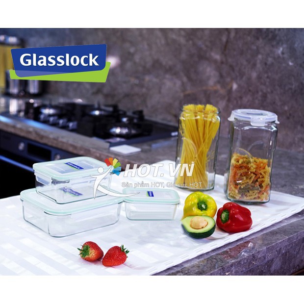 Bộ hộp thủy tinh đựng thức ăn 3 món GLASSLOCK  400 + 1000 + 2000ml GL135