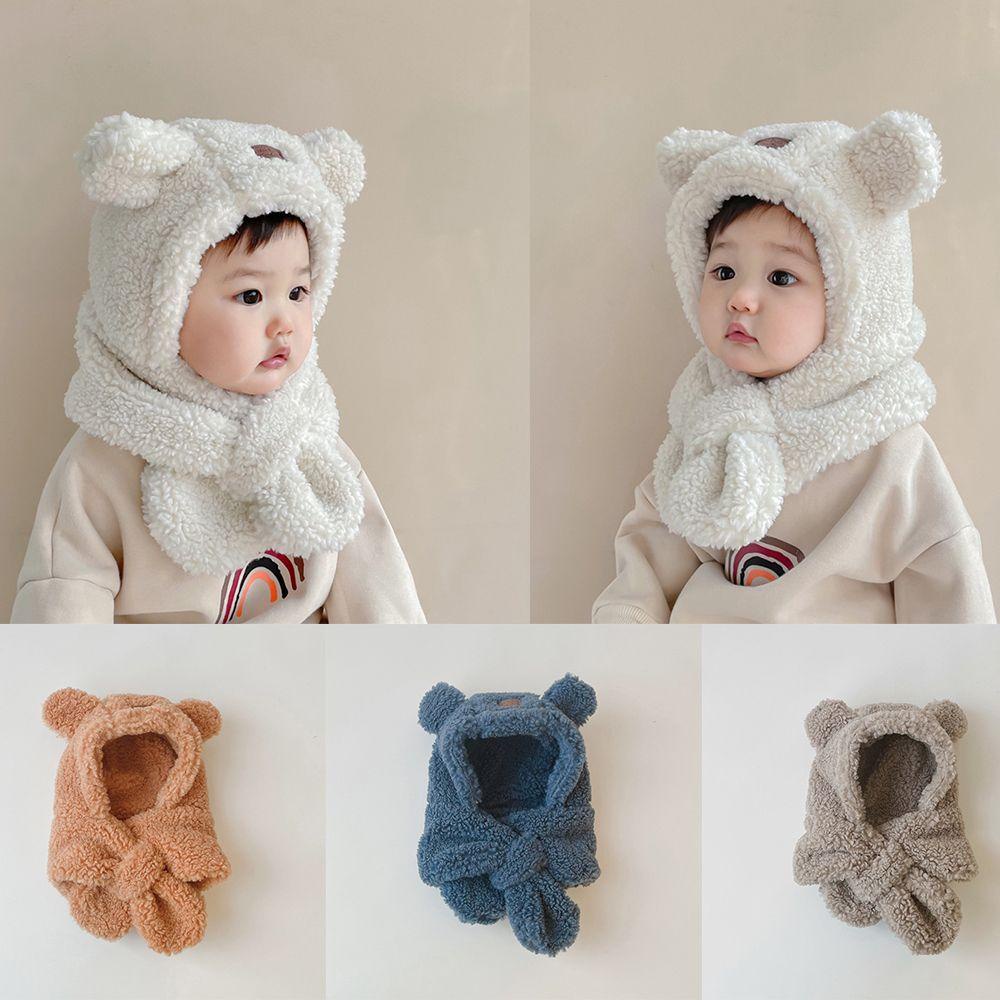 ROSE Mũ Trùm Tai Kèm Khăn Choàng Cổ Giữ Ấm Kiểu Dáng Dễ Thương Cho Bé