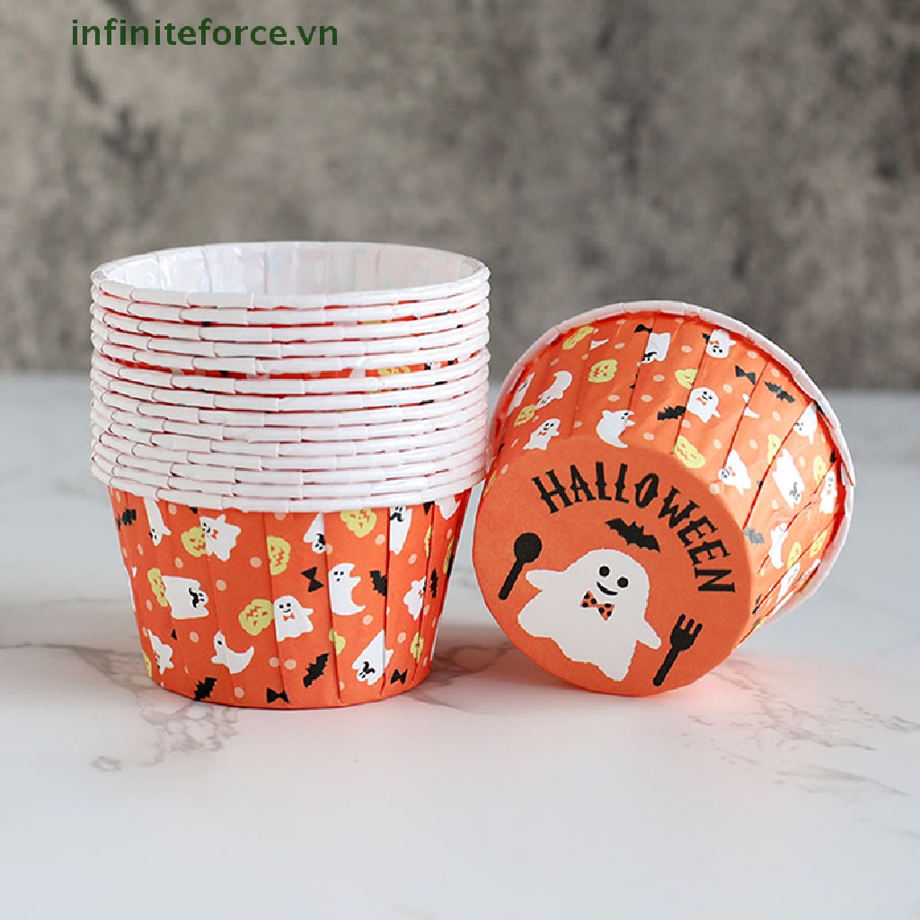 Bộ 10 Cốc Giấy Đựng Bánh Muffin Chịu Nhiệt Cao Phong Cách Halloween