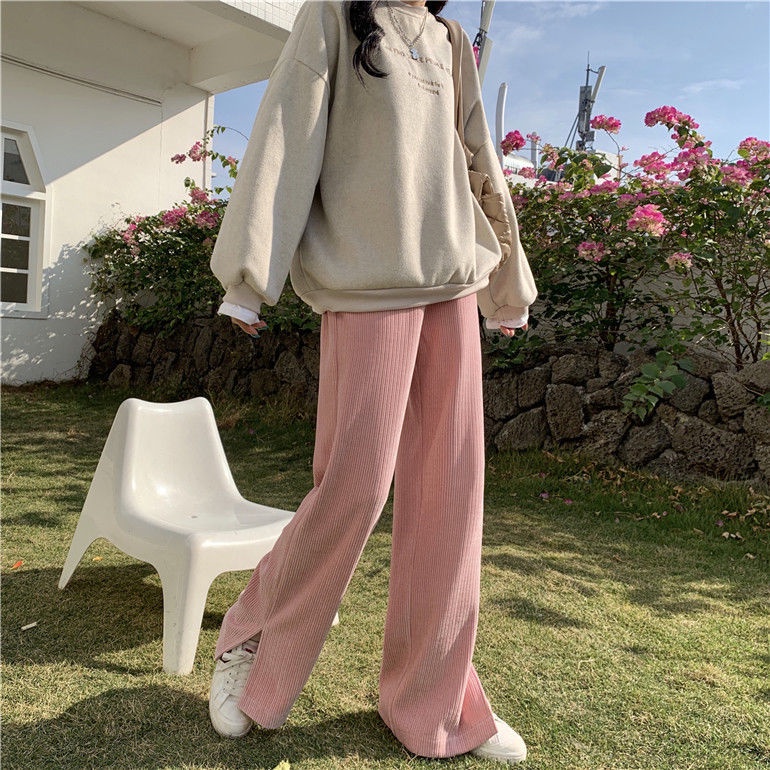 Quần dài ống rộng lưng cao phong cách mới cho nữ