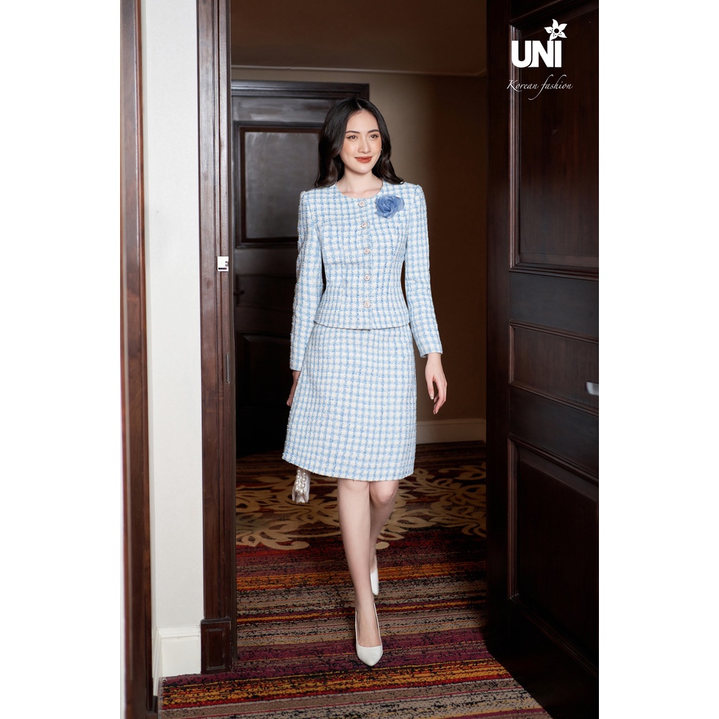 Set Dạ Tweed Nữ UNIVTH Áo Vest Và Chân Váy Cao Cấp 6VB0215-6CAB240 Uni Korean Fashion