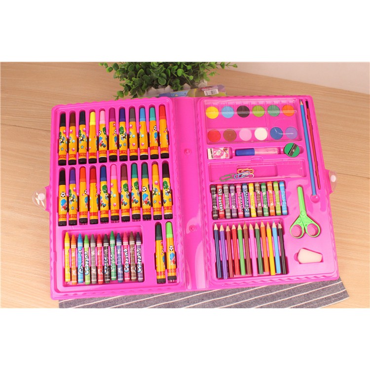Hộp bút chì màu 86 món 6 loại bút màu kèm phụ kiện cho bé