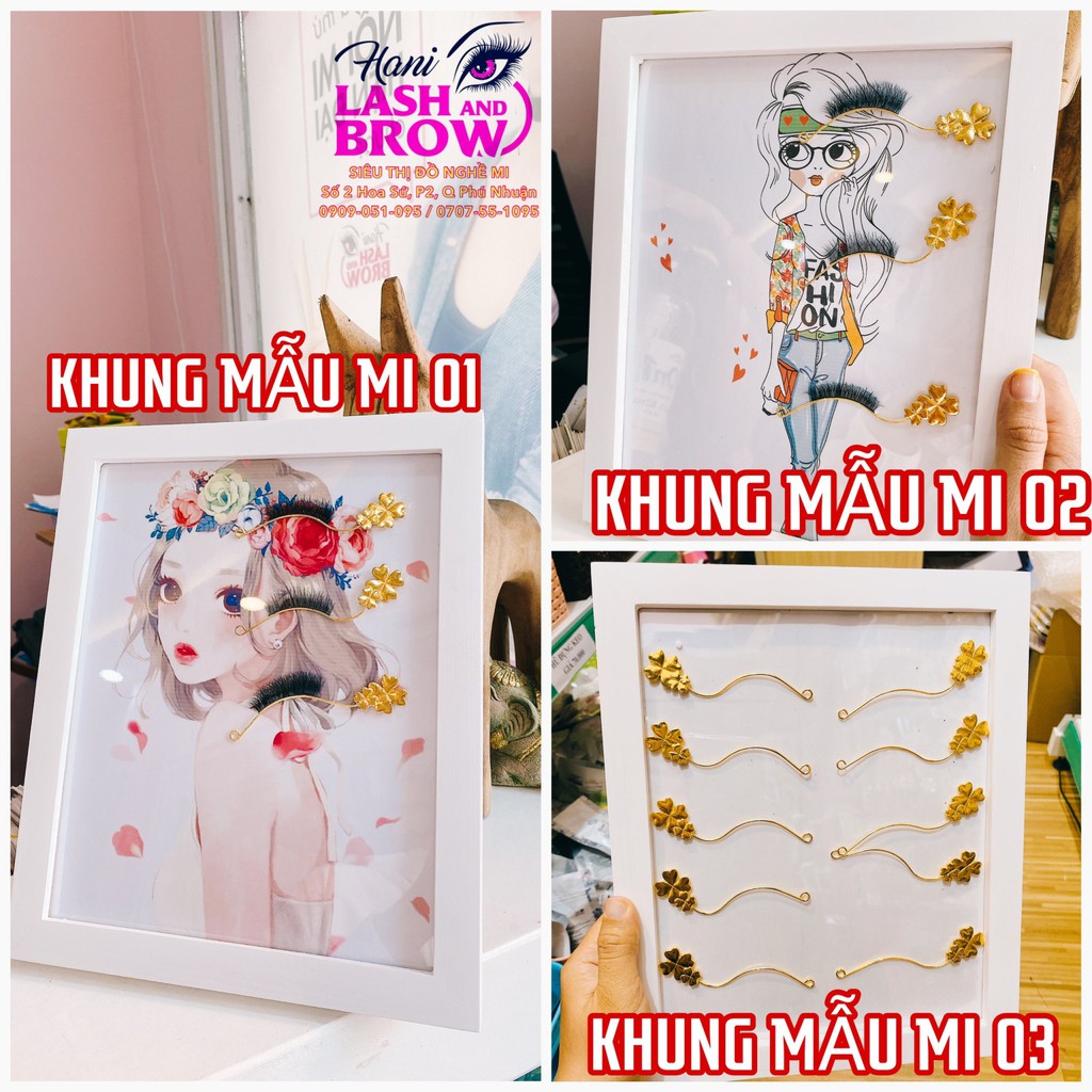 Khung trưng bày mẫu mi - tư vấn nối mi cho khách - phụ kiện mi - Hani Beauty
