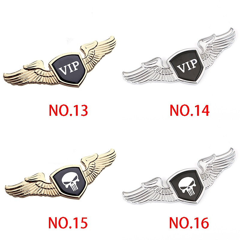 Miếng dán biểu tượng đôi cánh kẻ trừng phạt JP VIP kim loại dán móc phía trước xe ô tô cho BMW Volvo Subaru MG MINI