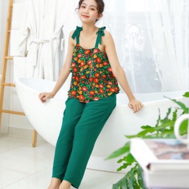VIBES Đồ Bộ 2 Dây Mặc Nhà Jolie 2L Long Set