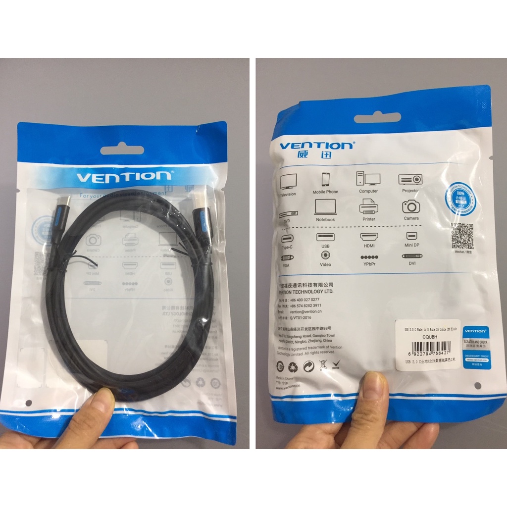 Cáp máy in đầu cắm type-C cho laptop cổng C Vention CQU