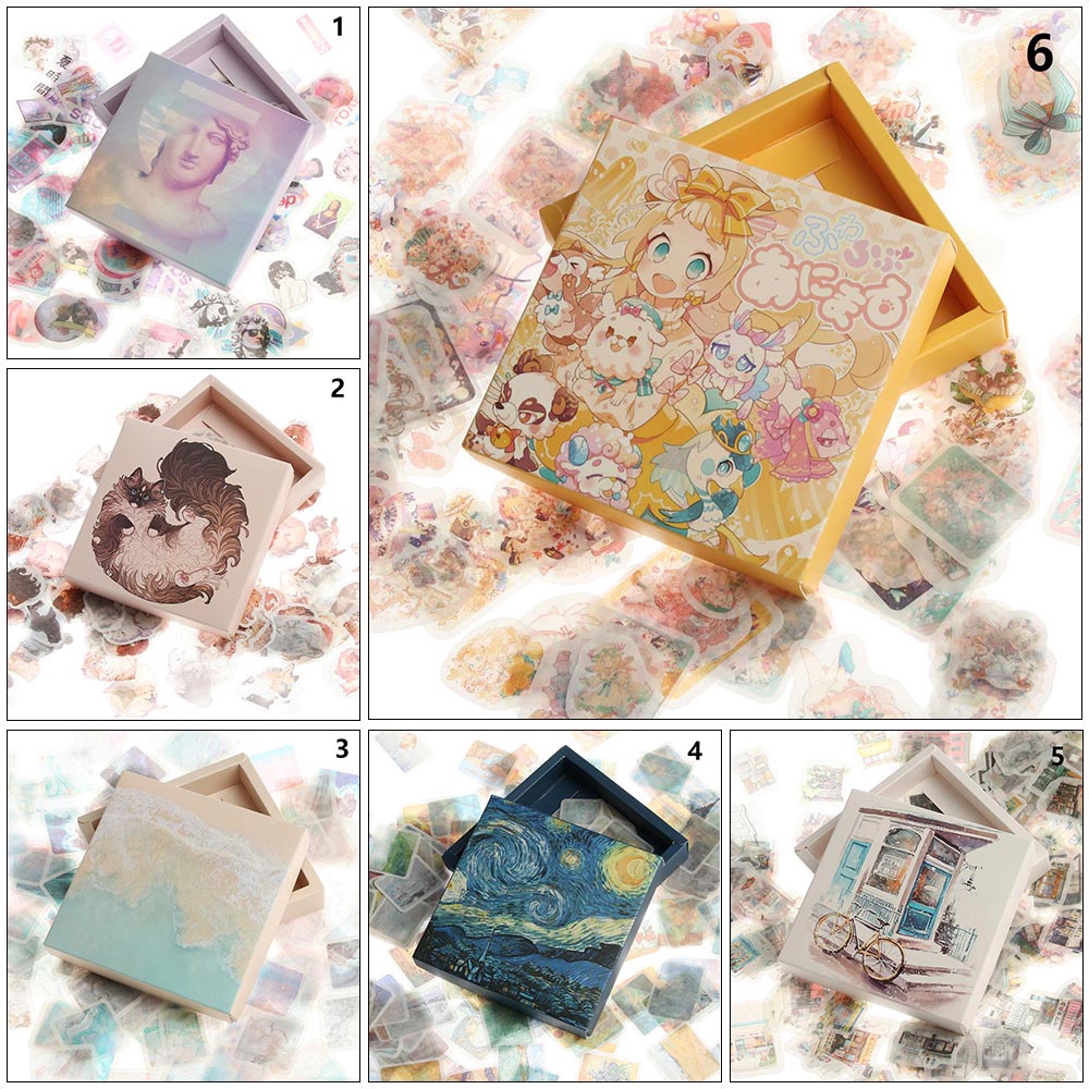 Hộp 200 Tờ Nhãn Dán Hoạt Hình Bằng Giấy Dễ Thương Trang Trí Tạp Chí / Sổ Lưu Niệm / Văn Phòng Phẩm / Đồ Dùng Học Tập DIY