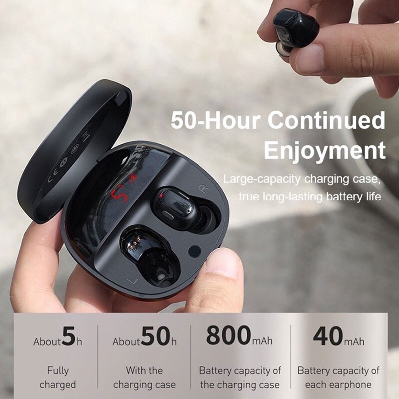 Tai nghe bluetooth Baseus WM01 Plus Bluetooth 5.0 không dây chống thấm nước chính hãng Baseus