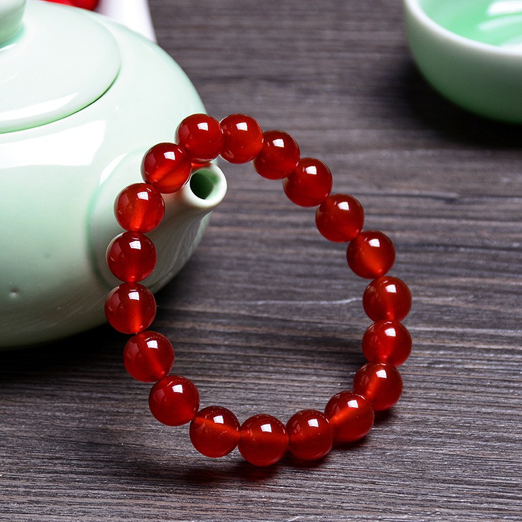 Vòng Tay Phong Thủy Đá Mã Não Đỏ tròn trơn sp4