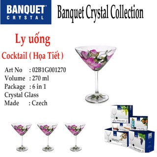Bộ ly uống rượu Matini Degustation Bohemia 280ml (Họa tiết)