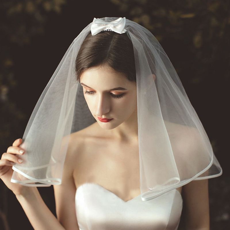 Mạng Che Mặt Vải Tuyn Thắt Nơ Xinh Xắn Cho Cô Dâu