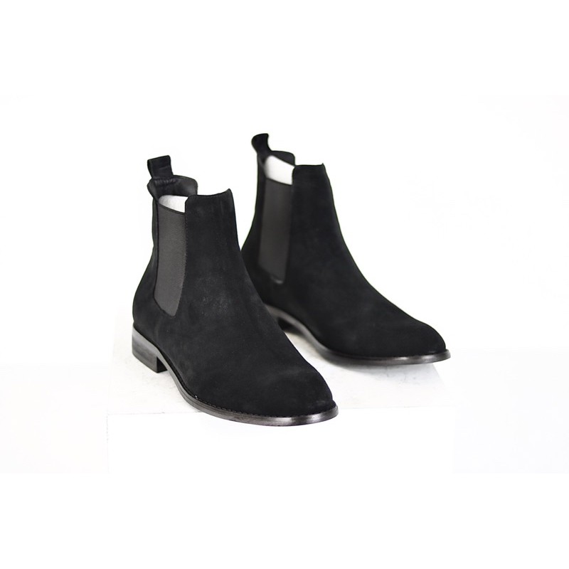 GIÀY NAM CHELSEA BOOT CAO CỔ DA LỘN, MŨI TRÒN ĐẾ GỖ