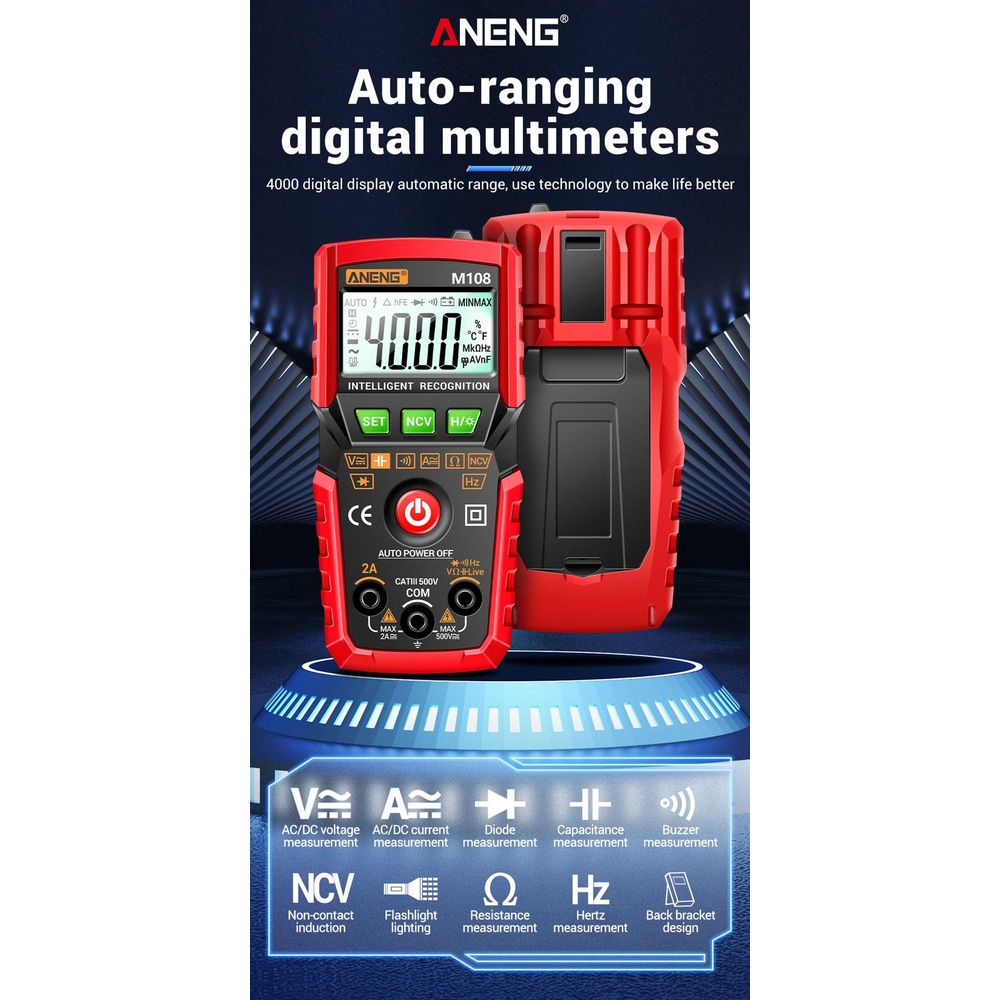 Đồng Hồ Đo Vạn Năng Kỹ Thuật Số Thông Minh ANENG M108 / M107 4000 count AC / DC
