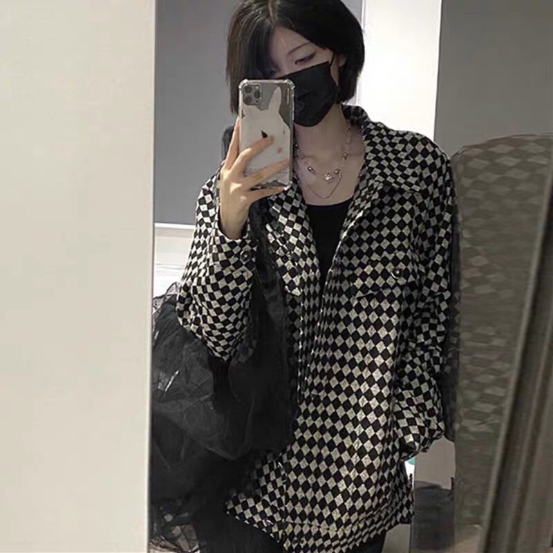 Áo Khoác Kẻ Đen Trắng Unisex