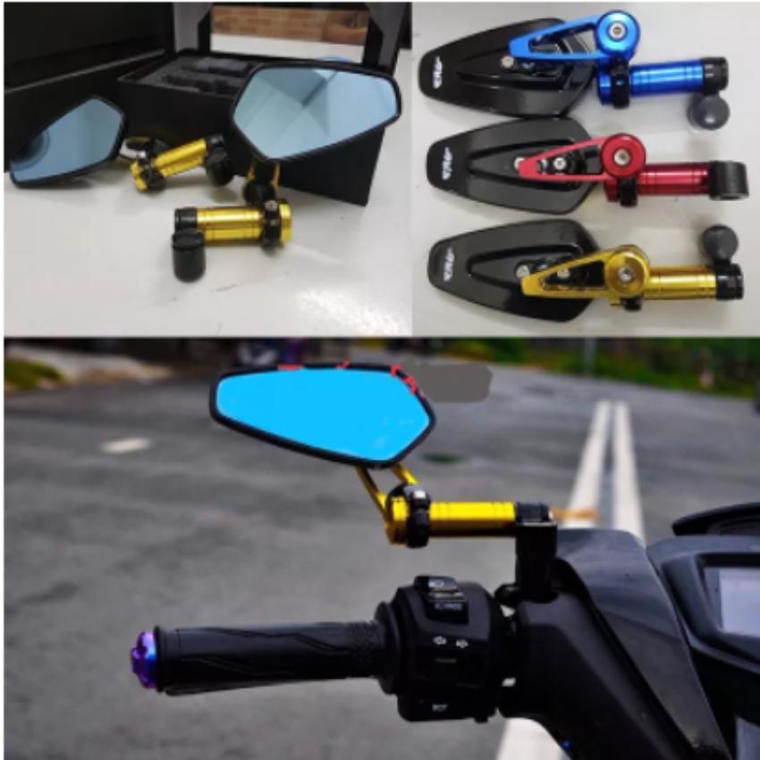 Gương gù xe máy gắn chân kính có thể xoay gập 360 độ phù hợp láp mọi loại xe, có ôc và lục giác đi kèm