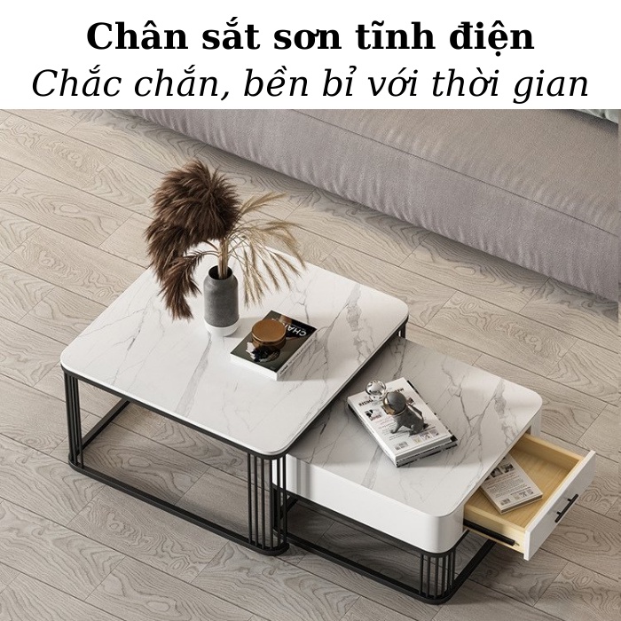 Bàn Sofa Mặt Đá, Bàn Trà Phòng Khách Hiện Đại Có Ngăn Kéo Cao Cấp Decor Nhà Đẹp
