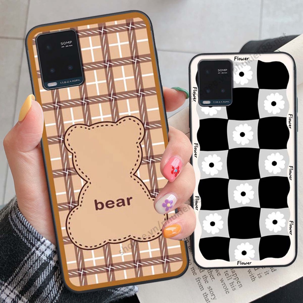 Ốp lưng Vivo Y21 / Y21s / Y33s ốp điện thoại LineBear, bé tóc xù, hoa siêu đẹp