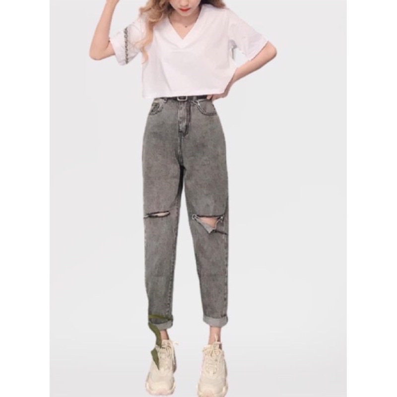 QUẦN BAGGY BÒ RÁCH mãM40