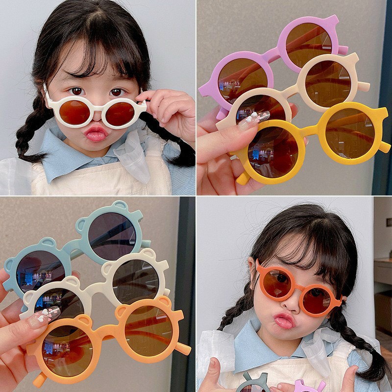 Kính thời trang chống nắng cho bé trai và bé gái, kính râm trẻ em mặt tròn nhiều màu chống bụi, chống tia UV 400 - mã 05