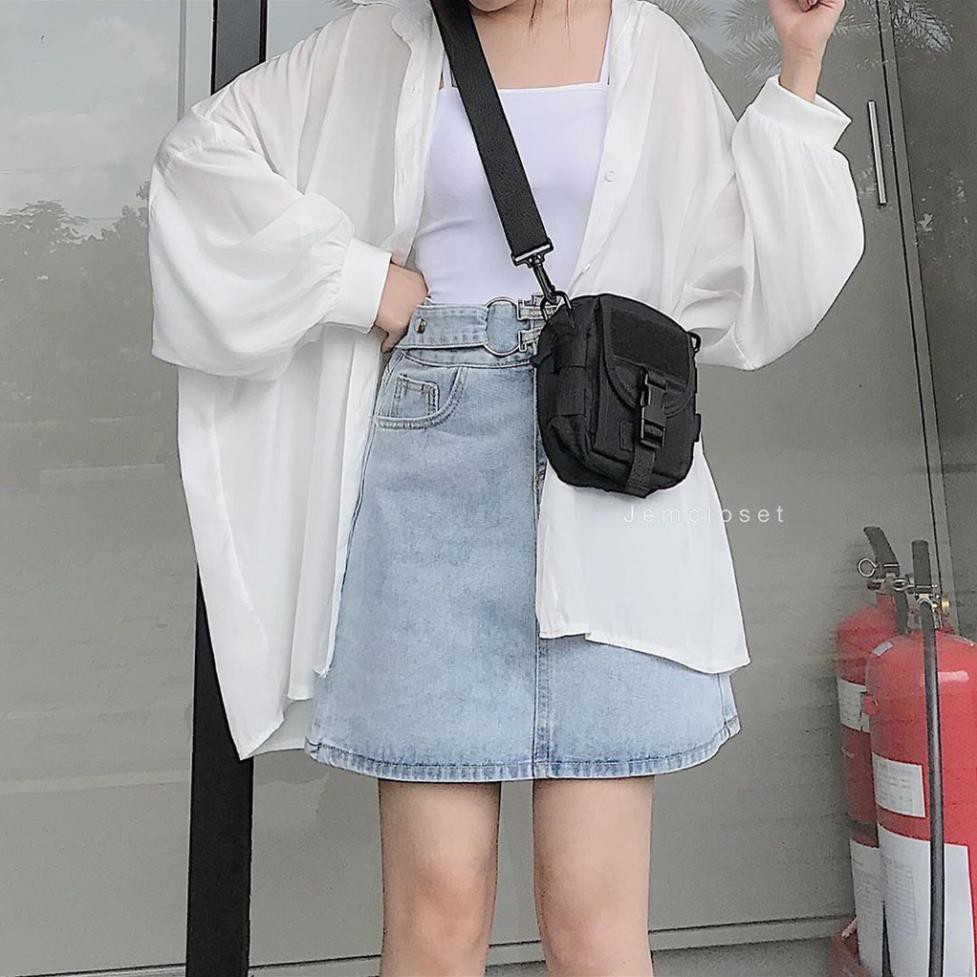 ÁO SƠ MI TRẮNG TAY BỒNG FORM THỤNG OVERSIZE - ÁO KHOÁC SOMI DÀI TAY NỮ TRẮNG ĐI HỌC UNISEX ་