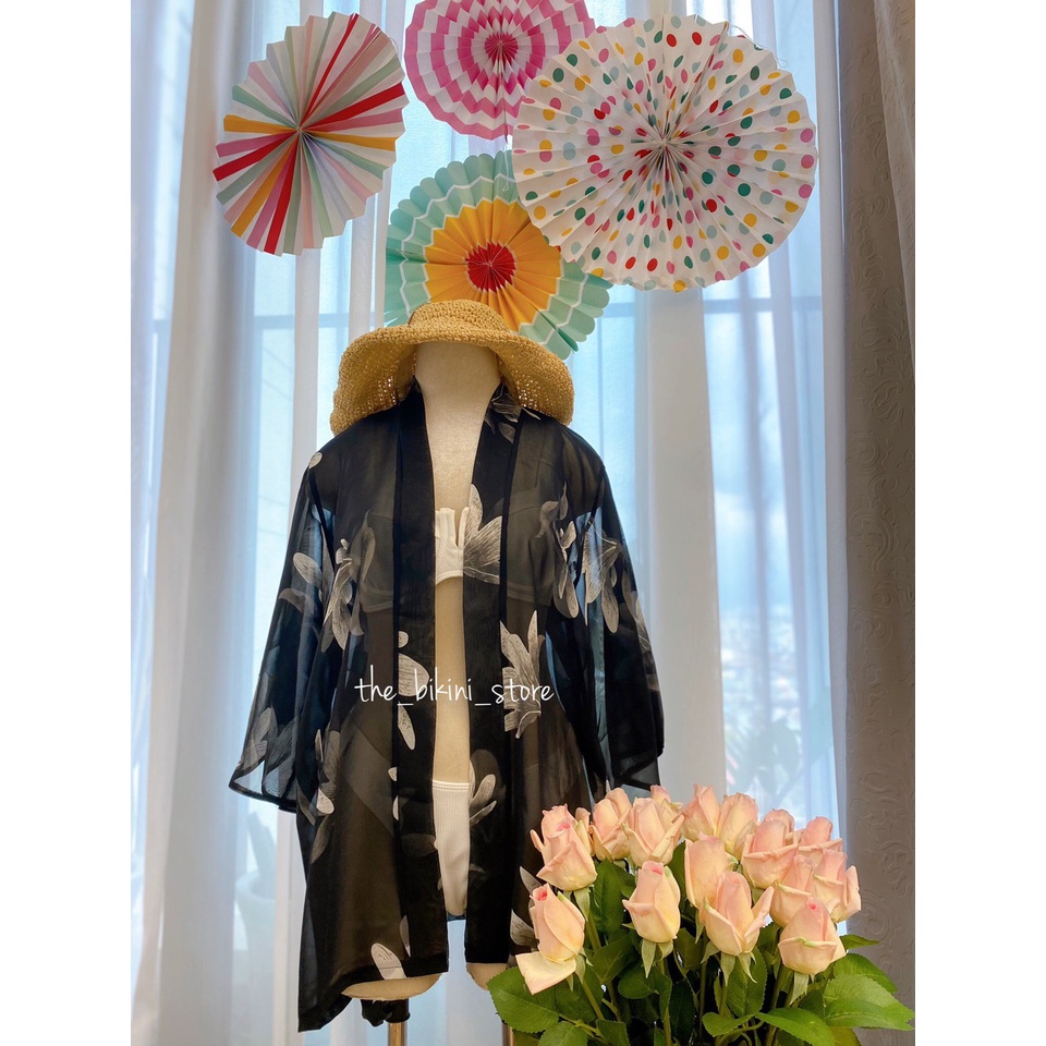 Kimono voan, Áo Choàng, khoác ngoài đầm/bikini Đi Biển Họa Tiết floral KT456.MS11