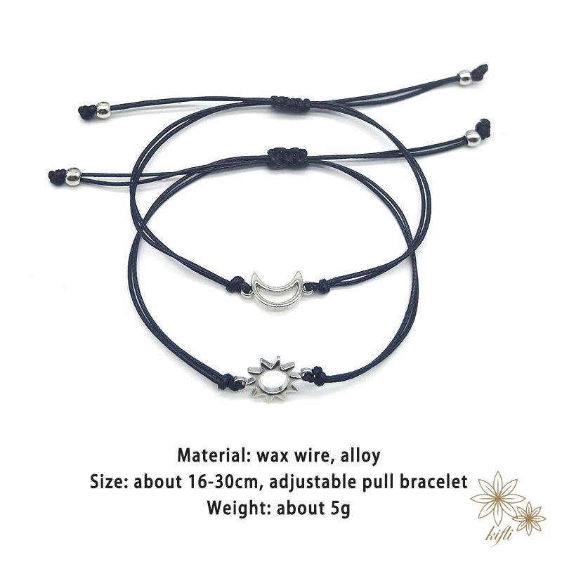 Set 2 Vòng Tay Mặt Hình Mặt Trăng Và Mặt Trời Có Thể Điều Chỉnh Kích Cỡ