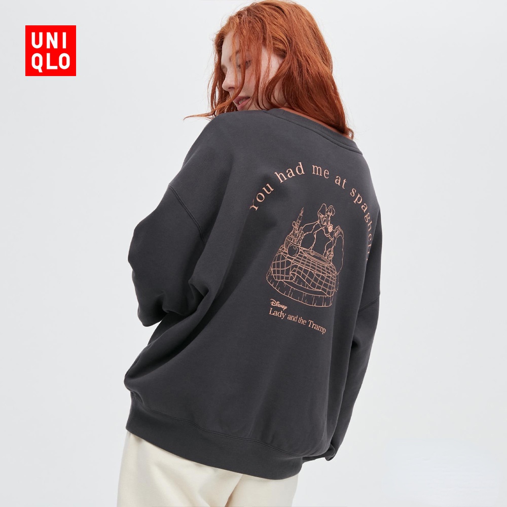 Hàng Mới Về Uniqlo Áo Sweater Thể Thao Dài Tay Dáng Rộng In Hình DISNEY Cho Nữ