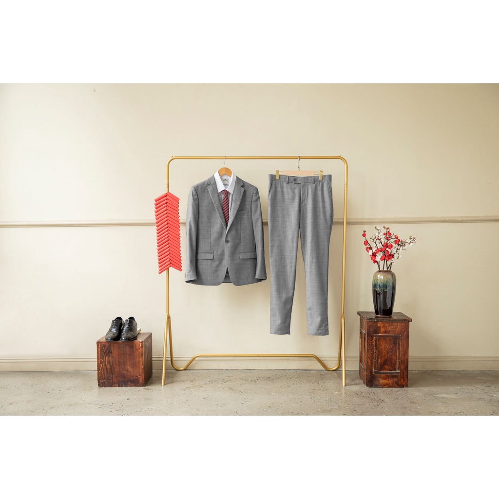 BỘ SUIT ARISTINO xám ghi lịch lãm, trẻ trung dáng REGULAR FIT ASU001W9