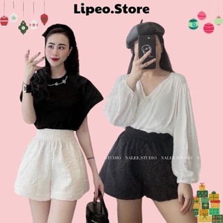 Quần short gấm, quần gấm hoa nổi, Lipeo.store