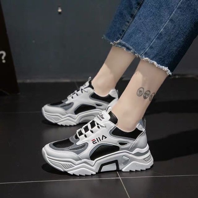 Giầy nữ giày sneaker có viền dạ quang màu đen, trắng, hồng giầy đế cao 5cm mã T177 | BigBuy360 - bigbuy360.vn