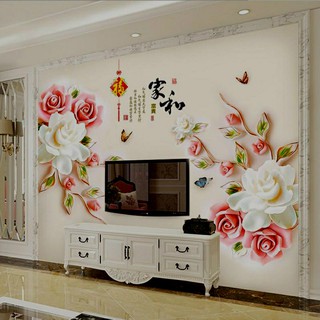 DECAL DÁN TƯỜNG HOA HỒNG 3D CH2002