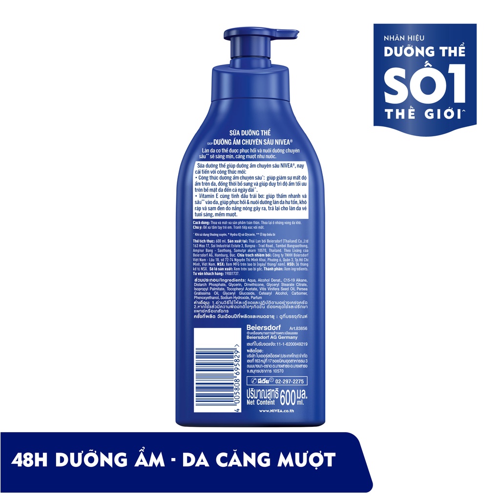 Sữa Dưỡng Thể Dưỡng Ẩm Chuyên Sâu Nivea Chai 600ml