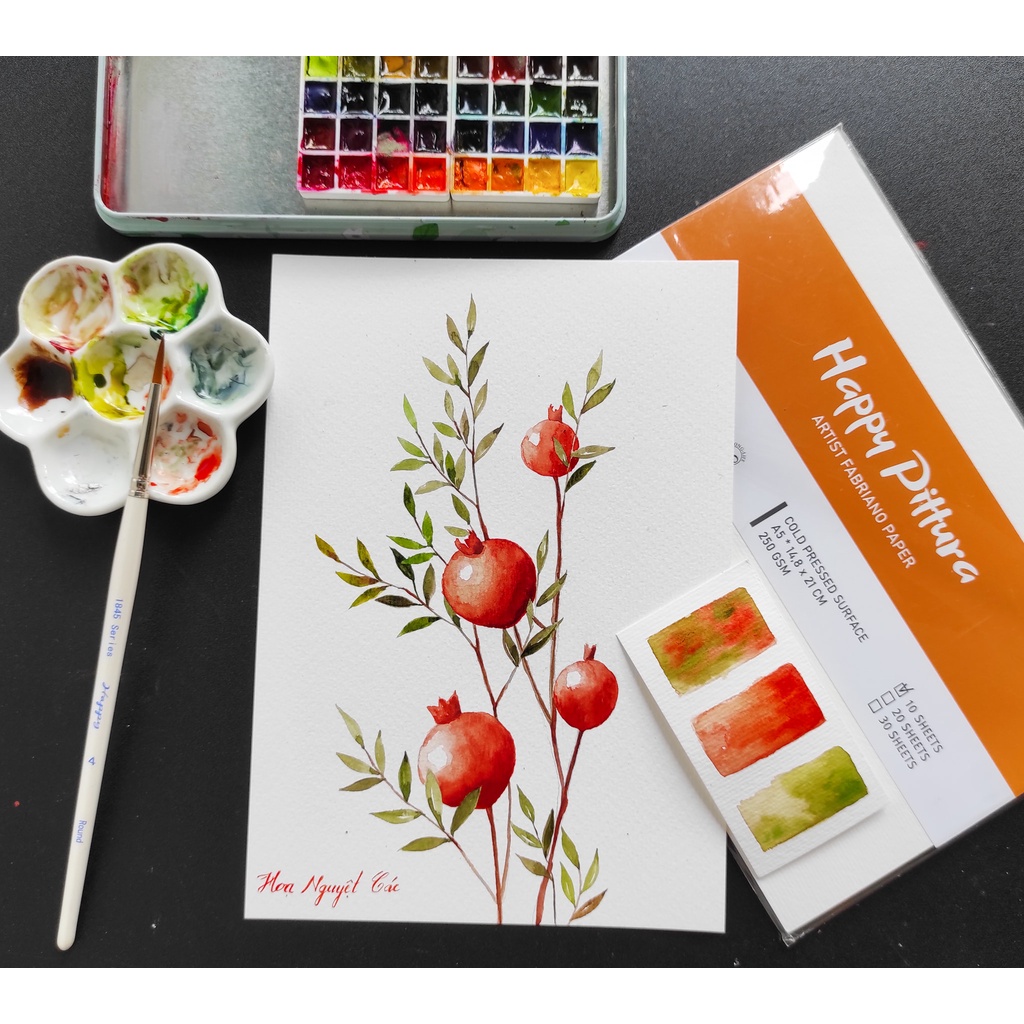Giấy Vẽ Màu Nước Happy Pittura Set 5 Tờ 250gsm