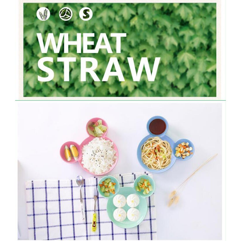 Khay ăn dĩa chia ngăn cho bé Mickey làm từ sợi lúa mì Wheat straw