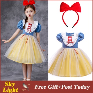 Đầm/ Cài tóc/ Set đầm+cài tóc hóa trang công chúa Bạch Tuyết cho bé gái