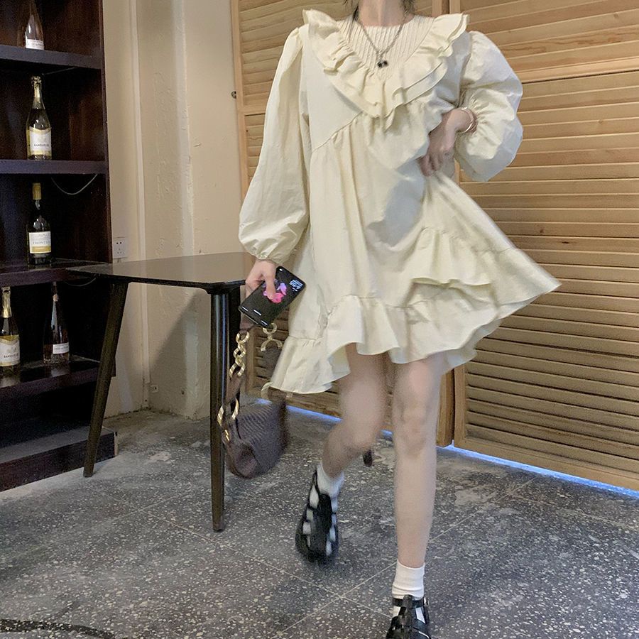 Đầm Tay Phồng Dài Kiểu Retro Hàn Quốc Dễ Thương Cho Nữ