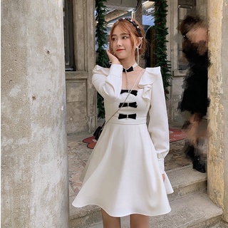 Đầm dự tiệc trắng tay dài midi Emilyshop