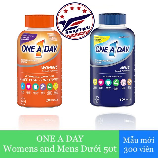 [Bill Mỹ] One A Day Men's Complete Multivitamin bổ sung Multivitamin và khoáng chất cho nam nữ, 300 