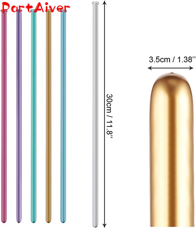 1pcs Bong bóng bay dáng dài màu kim loại có thể xoắn loại tạo kiểu