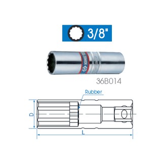 Tuýp 3/8" bugi hệ bông 14mm kingtony 36b014