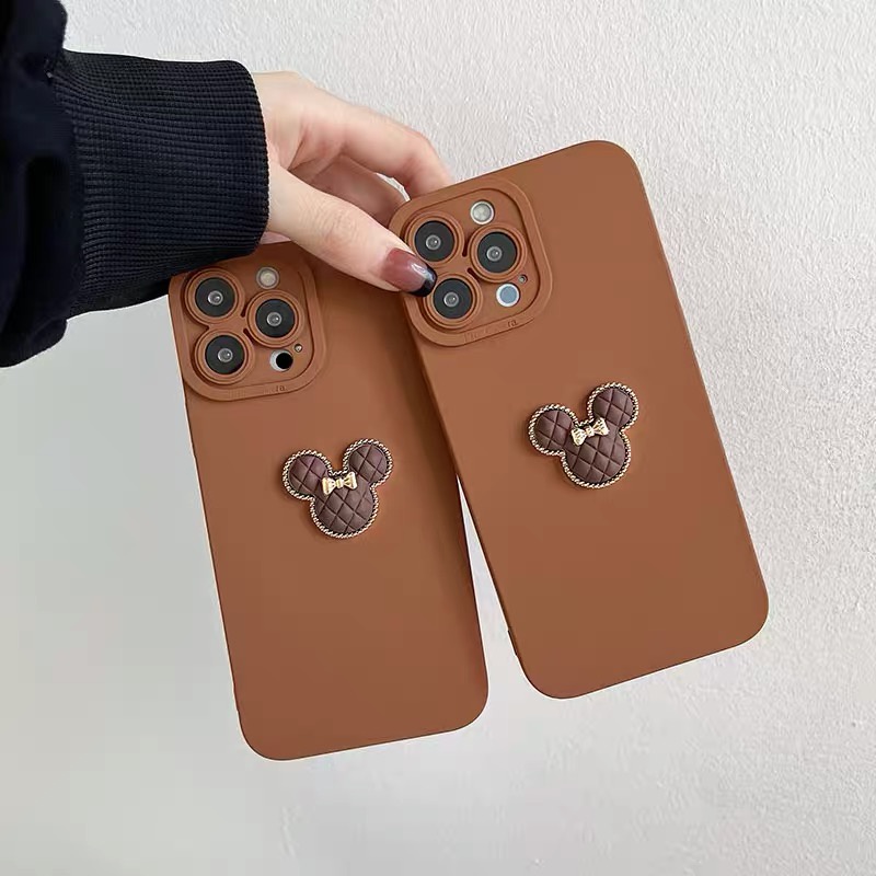 Ốp Điện Thoại Màu Đen Họa Tiết Đầu Chuột Mickey Cho iphone 13 Pro Max Xr X Xs Xs Max 11 11Promax 1212 Pro 12pro Max