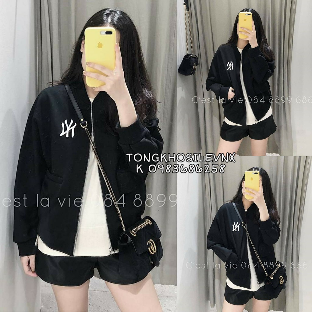 ÁO KHOÁC BOMBER THÊU CHỮ NY FORM RỘNG