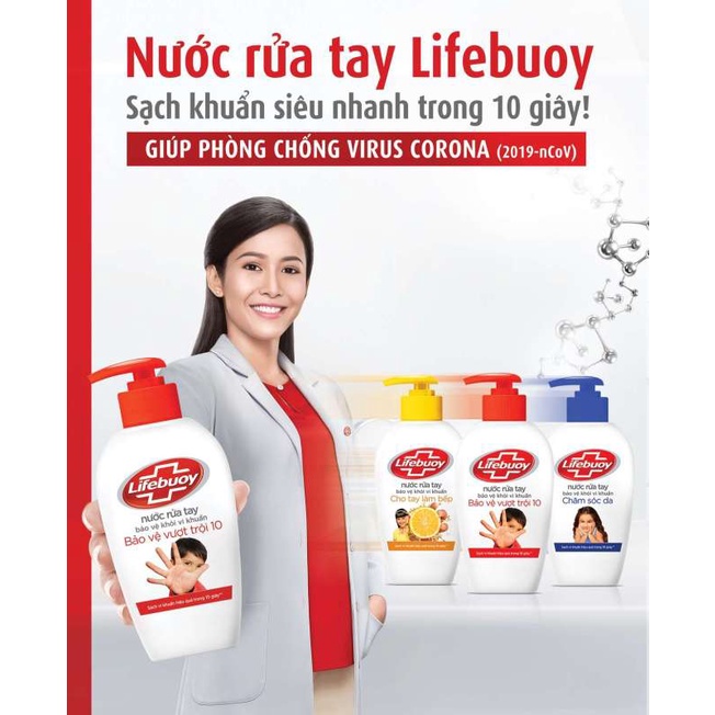 Nước rửa tay Lifebuoy thiên nhiên sạch khuẩn và cân bằng PH - Chai 180gr