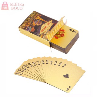 Bộ bài 52 lá mạ vàng Plastic chống thấm mẫu ngẫu nhiên