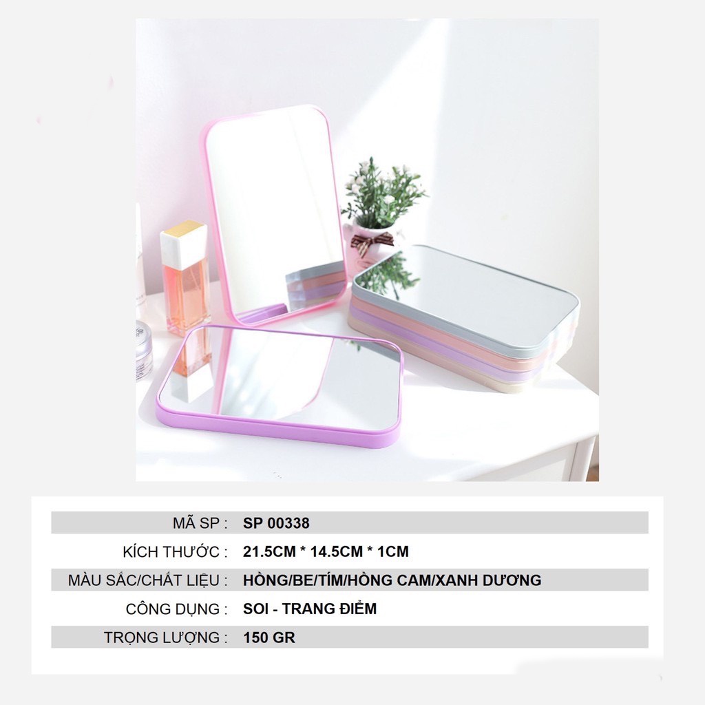 Gương Trang Điểm Để Bàn Hình Chữ Nhật Gấp Gọn Tiện Dụng, Phong Cách Hàn Quốc