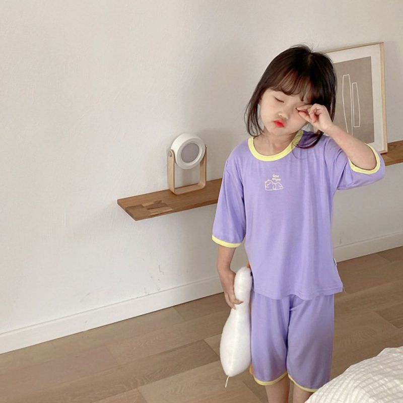 Bộ Đồ Mặc Nhà 7 Tấc Họa Tiết Hoạt Hình Thời Trang Mùa Hè Cho Bé